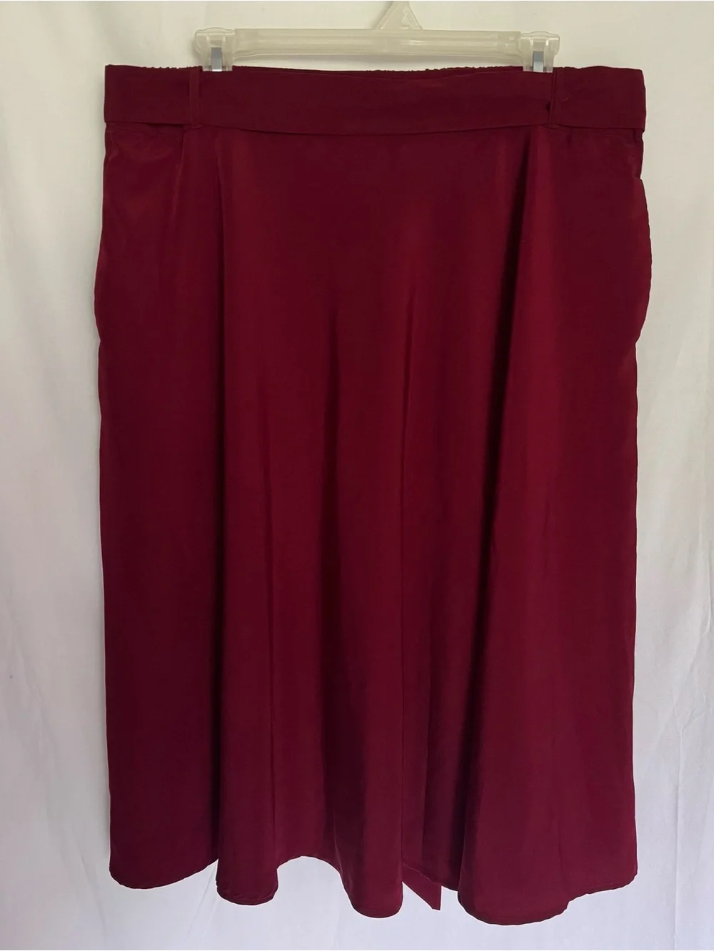 ModCloth Burgundy A-Line‎ Midi Skirt with Pockets and Waist Tie- Retro- Size XL